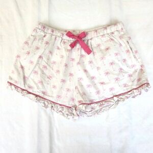 Sant and Abel White Boxer Sleep‎ Shorts w/Pink Palm Trees - Medium